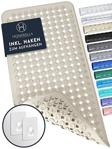 Homerella Tapis de Baignoire antidérapant Sensible à la Peau 88x39cm, Fixation INCL. | Tapis de Bain antidérapant sans BPA | Tapis de Douche résistant aux moisissures & Lavable en Machine