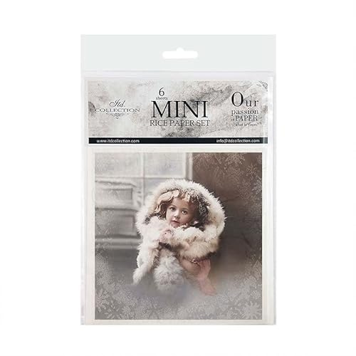 ITD Collection - Mini Scrapbook Papel de Arroz Set Creativo 14,8 x 14,8 cm (6 Hojas) Papeles de Arroz Decoupage para Scrapbooking y Manualidades - Multicolor (RSM086, Código HS - 48021000)