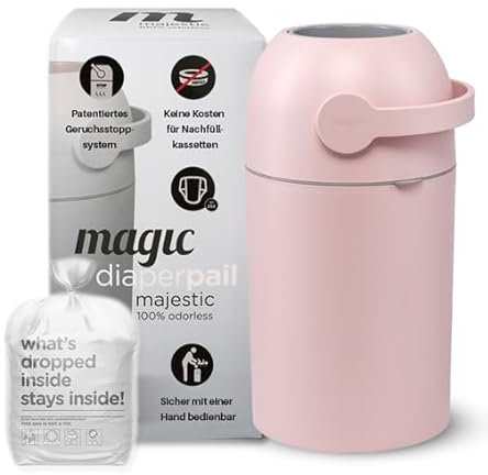 Set Magic Windeleimer Majestic & Windel Blaubär | Diaper Keeper mit Geruchsstop-System | bis zu 15 Windeln | keine Nachfüllkassetten nötig | Mülleimer für Baby Windeln | Einhandbedienung