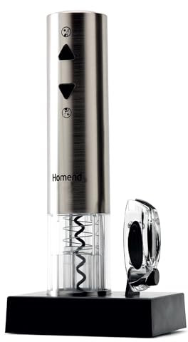 Homend WineUp Electric Wine Opener | Rechargeable Automatic Corkscrew with Foil Cutter, One-Touch Wine Bottle Opener for Red Wine – Ideal for Kitchen, Wedding, or Housewarming