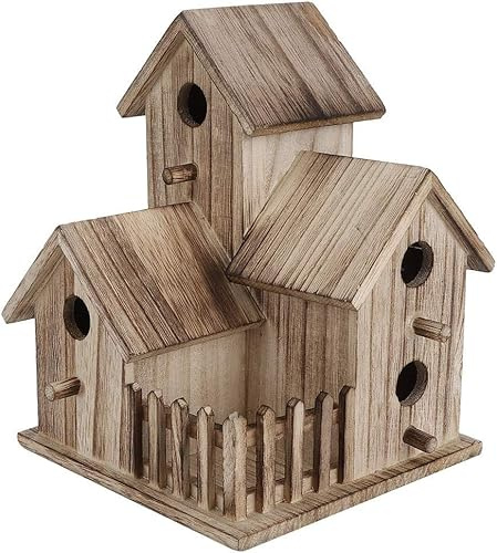 Wooden Bird House, Hanging Bird Box Unique Novelty Bird Nesting Box Garden Decorations Houses For Many Different Species Of Garden Birds (Beige)