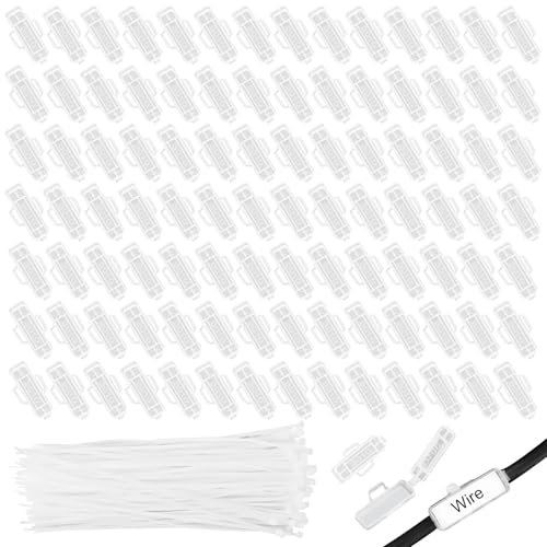 Kabelbeschriftung 100 Stück Kabeletiketten Kabel Beschriftung mit 100 Kabelbinder Transparent Kabelbeschriftung Clip 3010 Kabelmarkierung für Kennzeichnung und Sortierung von Kabeln Aller Art