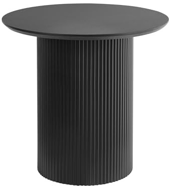 Beliani Mesa Auxiliar Tablero de MDF Base de Metal diseño Moderno Negro ø 50 cm Leona