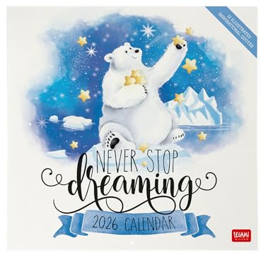 Legami - Calendario da Parete 2026, Aphorisms, Calendario da Muro Grande, 12 Mesi e Planner Annuale, in 6 Lingue, Spazio per Note, Segni Zodiacali, Festività Internazionali, 30 x 29 cm
