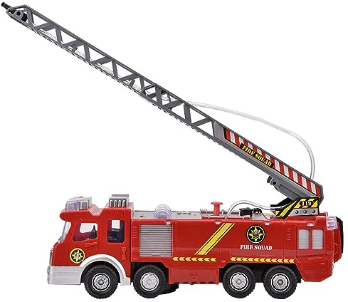 EMUKOEP Truck Pompieri in Plastica Giocattolo per Bambini Veicolo Auto Modello di Camion dei Vigili del Fuoco Elettrici con Musica