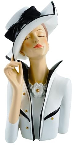 formano dekoration byst dam modern dekorativ figur kvinnobyst polyresin handmålad 28 cm snygga hemtillbehör i vit-svart elegant bords- och hylldekoration