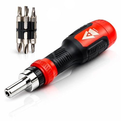 Cacciavite a Cricchetto con 12 Inserti CR-V Integrati 15 cm, Set Cacciaviti di Precisione, Kit Elettricista Compatto per Bricolage adulti