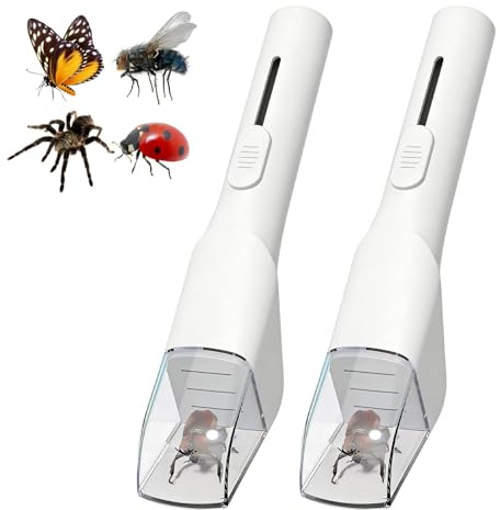 2-pack insektfångare levande vitt: Bärbar fälla med transparent observationskammare för hem & trädgård – Lätt att fånga fjärilar, skalbaggar, spindlar m.m.