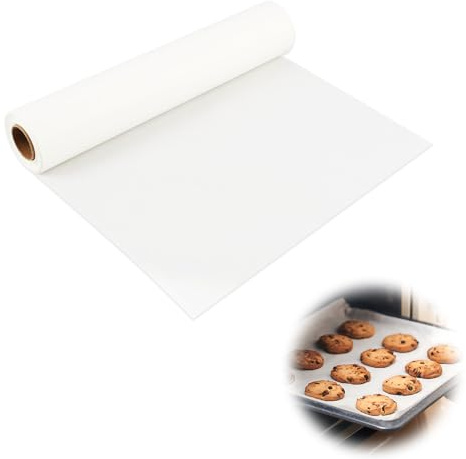 Papel de Horno Antiadherente en Rollo Blanco 30 cm x 50 m - Papel Grueso y Resistente a la Grasa para Hornear y Cocinar - Apto para Freidora de Aire, Horno y Microondas - para Repostería,Pan Artesanal