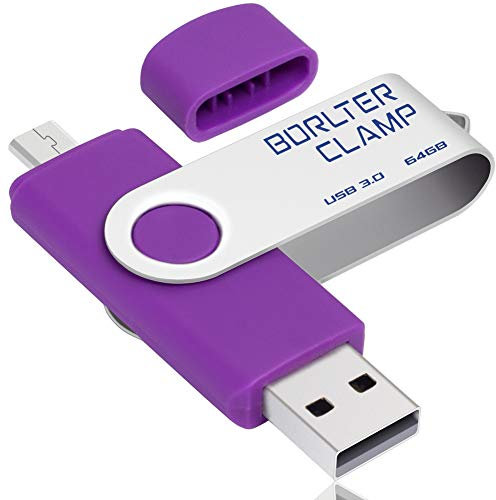 64GB Memoria USB 3.0, Unidad Flash USB de Puerto Doble - USB 3.0 y Puerto Micro USB, OTG Memory Stick Pendrive para Smartphones, Tabletas y Computadoras (Morado)
