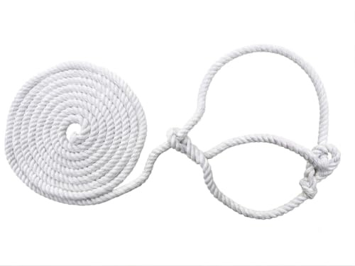 Equine Outlet Cotton Rope Halter for Ponies and Small Animals – Adjustable Lightweight Halter for Shetland, Section A, Sheep, Llama and Calf – Made in the UK (White)