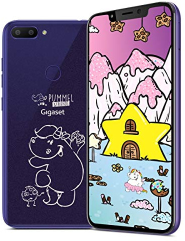 Gigaset GS195 Pummeleinhorn Smartphone mit 2GB Arbeitsspeicher Made in Germany - Handy ohne Vertrag (6,18 Zoll V-Notch Full HD+ Display, 32GB Speicher, Android 9.0 Pie), Dark Purple