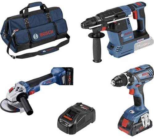 Bosch 18 Volt Akku-Profi-Set GSR 18 V-28, GWS 18 V-10, GBH 18 V-26, 2 Akkus