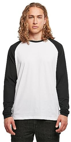 Build Your Brand Herren T-Shirt Contrast Raglan Longsleeve White/Black M