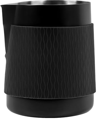 IKAPE Espresso Milk Pitcher, 15.04/450ml Milk Frothing Jug without Handle, Espresso Steaming Pitcher with Sharp Spout for Espresso Barista Tool(black)