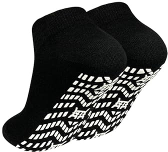 ZAKASA Calcetines Antideslizantes Cortos Hombre: Calcetines Antideslizantes Deporte Tobilleros de Algodón para Hombre para Verano EU 39-42 Negro-1 par