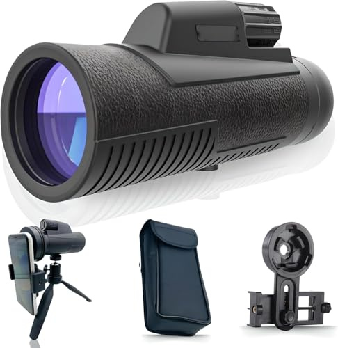 Zoomble Monocolo Potente 10x42 con Adattatore Smartphone & Treppiede | Borsa da Trasporto | E-book Birdwatching | Trattamento HD | Impermeabile | Cannocchiale per Adulti