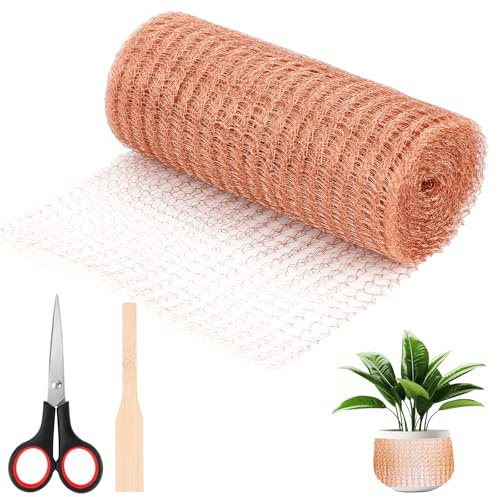 Snigelskydd 6 m x 130 mm kopparnätrulle koppartråd mot sniglar upphöjd bädd rent kopparnät skärbart kopparnät, koppartygskydd för sniglar mus fåglar gnagare, skydd