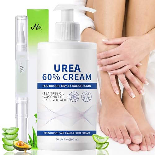 300 ml 60 % urea anti-sprickbildning fotkräm och nagelvårdsolja – 2025 uppdatering fuktgivande och fotvårdskräm-set, urea-kräm lindrar extrem torrhet och sprickbildning fötter (XL, AloeVera)