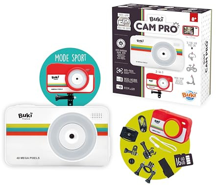 Appareil Photo Enfant 2 en 1 48MP & Vidéo 1080P – Mode Voyage & Sport – Zoom X16, Écran 7cm, Filtres, Coque Silicone, Accessoires, Carte SD 16Go, USB-C – Dès 8 Ans