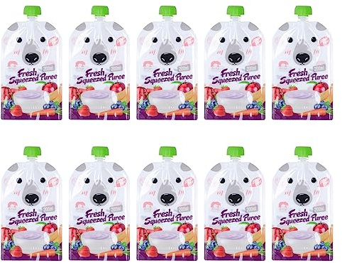 Bolsita de comida reutilizable recargable Bolsa de almacenamiento de alimentos para bebés 10 paquete 200 ml bpa frutas portátiles puré de yogurt recipiente para niños niños