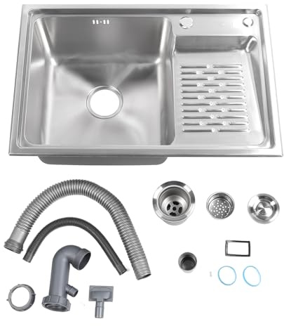 Lavello da in acciaio inossidabile 304 bacino per ciotola singola a montagna superiore con lavandino per lavanderia per lavanderia per lavanderia 68x45 cm