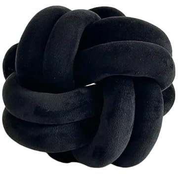DUBTEDHOU Coussin noué tissé à la Main, Oreiller Art Déco Fait Main Noué Tissé à la Main Multicolore 22-28cm(Black,22cm)