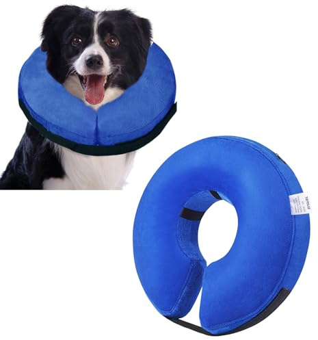 Emwel Pet Inflatable Collar for Dogs and Cats, Comfy Dog Protective Cone for Recovery, Inflatable Basic Dog Collars, Medium