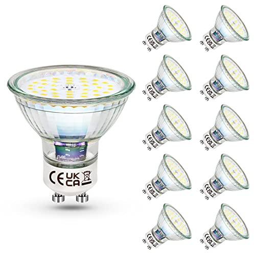 HiBay 10x 4W GU10 LED Bulbs Cool White Spot Lights Replace 35W Halogen 6000K 240V for Ceiling Spotlight Downlight Fitting