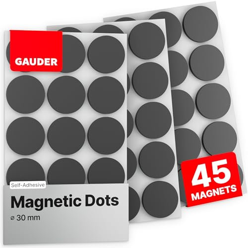 GAUDER Large Magnetic Dots (⌀ 30 mm) | Magnetic Strips Self-Adhesive | Magnets for Crafts | Self-Adhesive Magnets