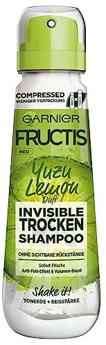 Garnier Shampoo secco Invisible, contro i capelli piatti grassi con volume-boost, profumo fresco di agrumi, Yuzu Lemon, Fructis, 100 ml