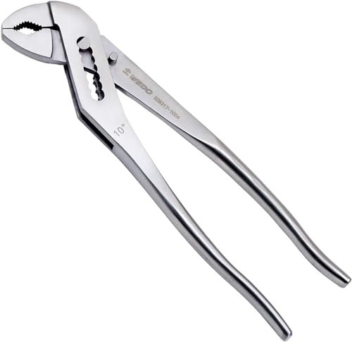 WEDO Wasserpumpenzange,Rohrzange in Edelstahl, Gleitgelenk mit Rillen, Länge 250mm,Zangenschlüssel,Schraubenschlüssel,korrosionsbeständig mit aufsteckbaren Schonbacken und Durchsteckgelenk