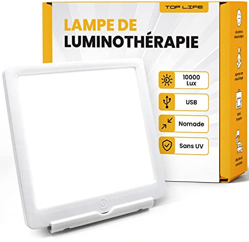 Top Life Lichttherapie-Lampe 10000 Lux – Jeden Tag mehr Energie – Nomadische Tageslichtlampe mit vollem Spektrum – Verbessert die Stimmung und die Moral