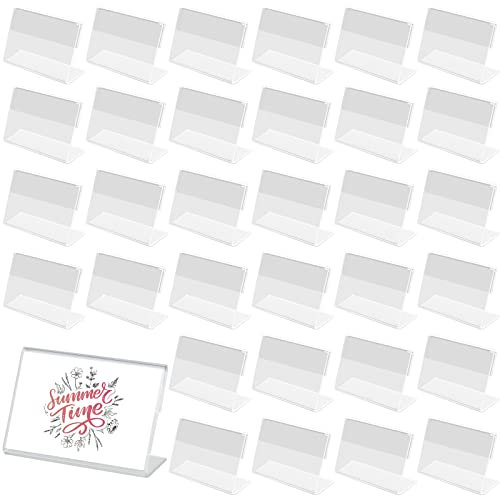 Yicaam 42 Pièces Support d'affichage de Prix en Acrylique Transparent Porte-étiquette de Prix, Support d'étiquette de Carte de Nom de Prix pour Bureau et Supermarché (6 x 4,3 x 2 cm)