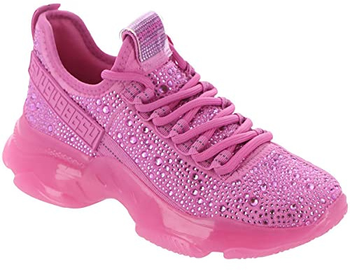 Steve Madden Women's Maxima Sneaker, Pink Rhinestone, 4.5 UK