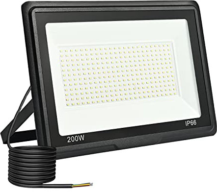 toobettp 200W Foco LED Exterior,Proyector LED, 20000LM Foco Exterior 6000K Blanco Frío Impermeable IP66 Proyectores Exteriores para Garaje Jardín Patio Parque