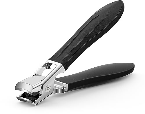 FERYES Nail Clippers for Thick Nails with Catcher, Soft Grip Rubber Handle Fingernail Clippers for Effortless Nail Care, Precision & Powerful Thick Nail Cutter for Senior, Men and Women