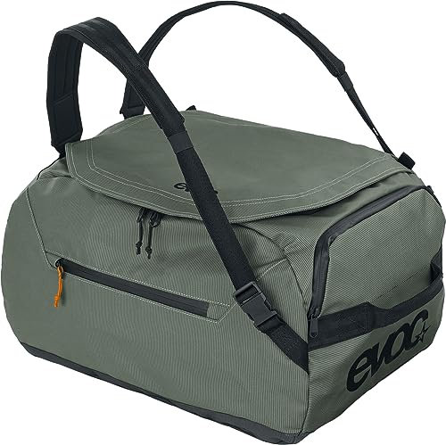EVOC DUFFLE BAG 40, Sporttasche (wasserfestes und 100% PVC-freies Tarpualin, gepolsterte Schultergurte, Volumen: 40l, Gewicht: 865 g, Maße: 48 x 32 x 28 cm), Dark Olive - Black