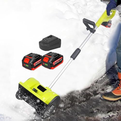 Pala da neve elettrica a batteria, spazzaneve a batteria con manico anteriore regolabile, lanciatore di neve con 2 batterie agli ioni di litio per patio, parco giochi, fattoria