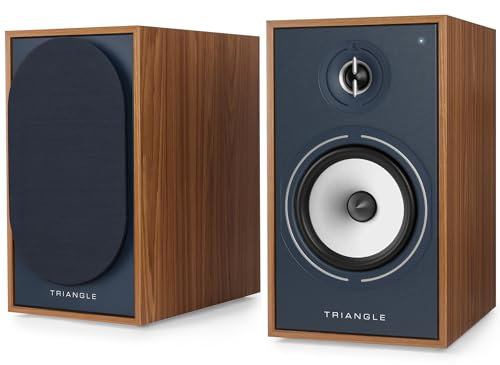 Triangle - Enceintes Actives BOREA BR03 Connect - Enceintes Bibliothèque Bluetooth avec Amplificateur 2X 60W - Audio HD - Entrées Phono/Platine TV Arc & USB - 206 x 360 x 314 mm - Bleu (Paire)