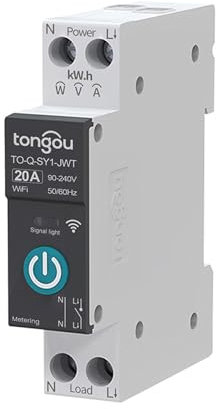 TONGOU Interrupteur intelligent WiFi 1P+N DIY - Interrupteur intelligent Wi-Fi 20 A - Application iOS Android - Télécommande TUYA/Smart Life - Pour Smart Home - Avec mètre - Commande vocale et