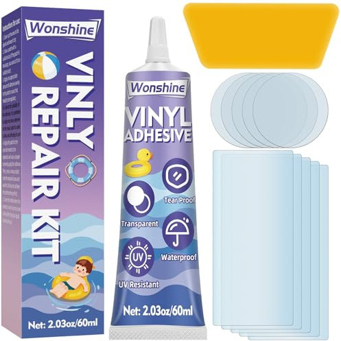 Wonshine Hot Tub Repair Kit, Paddling Pool Repair Kit Waterproof, for Inflatables, Air Bed, Bouncy Castle, Boat Kayak, Swimming Pool,Tent (60ml)