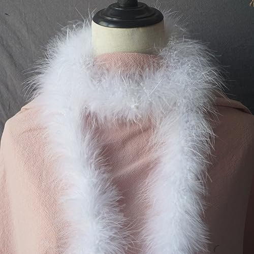 Fjäderboa dam, 2 m fluffig fjäderboas, fjäderhalsduk fjäderstola fjäderboa av kalkonfjädrar fjäderhalsduk karneval kostym för 20-talet Charleston temafest jul, vit