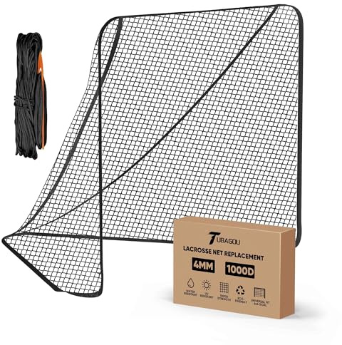 TUBAGOU Lacrosse Net Replacement, 4/5/6mm Lacrosse Goal Net (6' x 6' x 7')