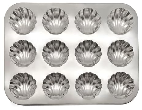 Fox Run Stainless Steel Scallop Shell Madeleine Pan, 12 French Cookie Pan