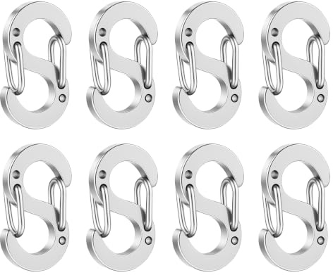 8 Cierres de Mosquetón de Doble Apertura en Acero Inoxidable, Mini S Lock para Pulseras y Collares DIY, 12mm Fermallos de Joyería en Plata o Dorado