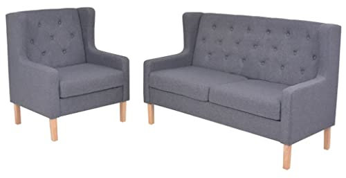 vidaXL 2X Set di Divani in Tessuto Grigio Arredo da Salotto Divanetto Poltrona