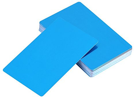 Visitenkarten aus Metall, 50 Stück, blanko, Laser, Visitenkarten aus Metall, Platte aus Aluminium, Gravurplatte aus Metall, Blätter (blau)