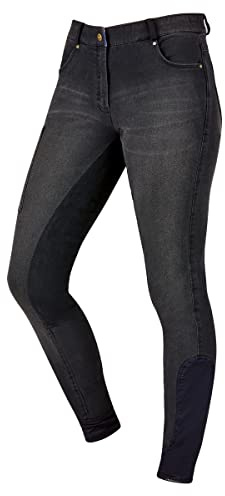 Dublin Damen-Shona Denim-Reithose Mit Vollwildlederbesatz - Ash