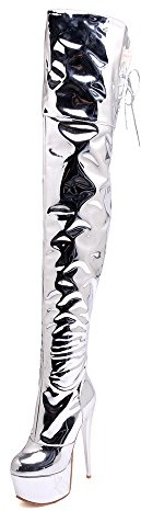 Zw-21 Women's Fashion Zip Round Toe Stiletto Super High Heel Platform Easy Walking Comfortable Overknee Boots for Women White Size: 13 US